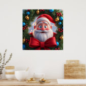 Kerstmis Festieve Cartoon Kerstman Poster (Keuken)