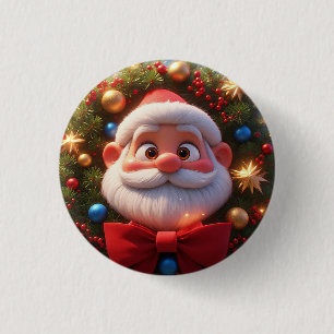 Kerstmis Festieve Cartoon Kerstman Ronde Button 3,2 Cm