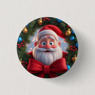 Kerstmis Festieve Cartoon Kerstman Ronde Button 3,2 Cm