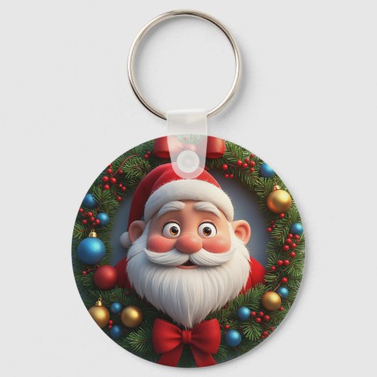 Kerstmis Festieve Cartoon Kerstman Sleutelhanger (Voorkant)
