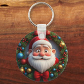 Kerstmis Festieve Cartoon Kerstman Sleutelhanger (Achterkant)