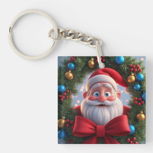 Kerstmis Festieve Cartoon Kerstman Sleutelhanger (voorkant)
