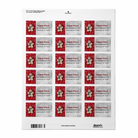 Kerstmis Festive Gingerbrood Man Cookie Etiket (Full Sheet)