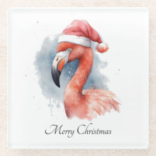 Kerstmis Flamingo, aanpasbaar Glazen Onderzetter