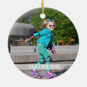 Kerstmis Flamingo Foto Blue Pink Girly Cute Keramisch Ornament (Achterkant)