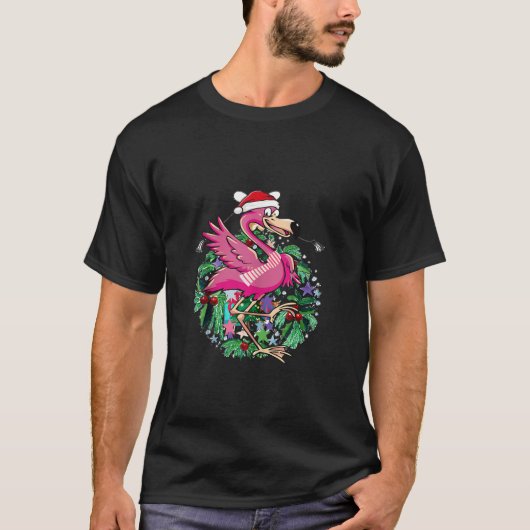 Kerstmis Flamingo Grappig Santa Flamingo Kerstmis  T-shirt (Voorkant)