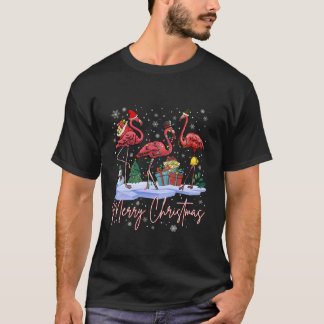 Kerstmis Flamingo Kerstman Hoed Kerstlichten Heren T-shirt