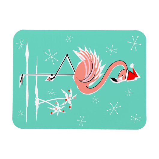 Kerstmis Flamingo magneet flexibel (Horizontaal)