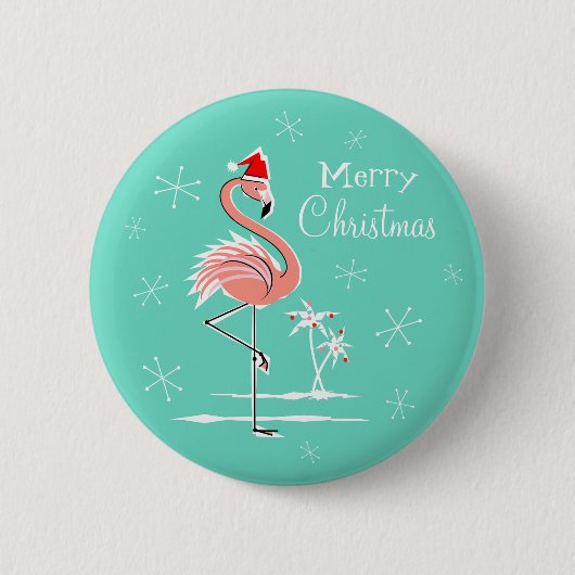 Kerstmis Flamingo Merry Kerstmis rond Ronde Button 5,7 Cm (Voorkant)