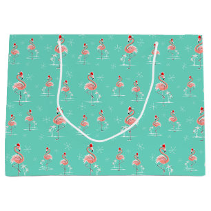 Kerstmis Flamingo Multi grote geschenkzak Large Cadeautasje