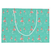Kerstmis Flamingo Multi grote geschenkzak Large Cadeautasje (Achterkant)