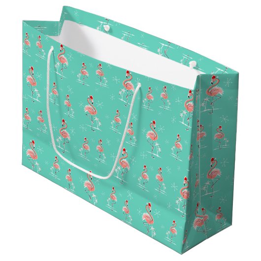 Kerstmis Flamingo Multi grote geschenkzak Large Cadeautasje (Voorkant Gekanteld)