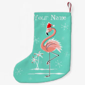 Kerstmis Flamingo Naam kous tweezijdig Kleine Kerstsok (Achterkant)