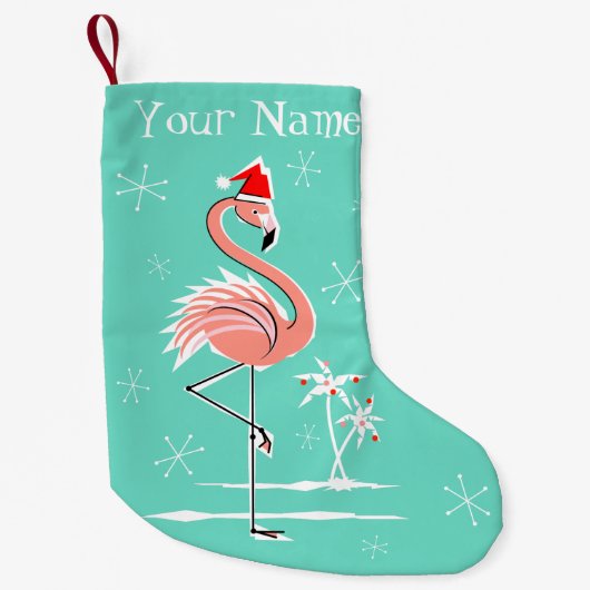 Kerstmis Flamingo Naam kous tweezijdig Kleine Kerstsok (Voorkant)