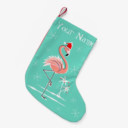 Kerstmis Flamingo Naam met één zijde Kleine Kerstsok (Voorkant (Hangend))