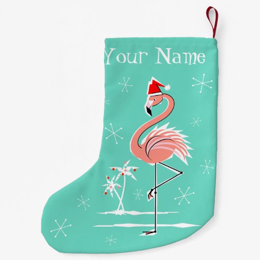 Kerstmis Flamingo Naam met twee zijden Kleine Kerstsok (Achterkant)