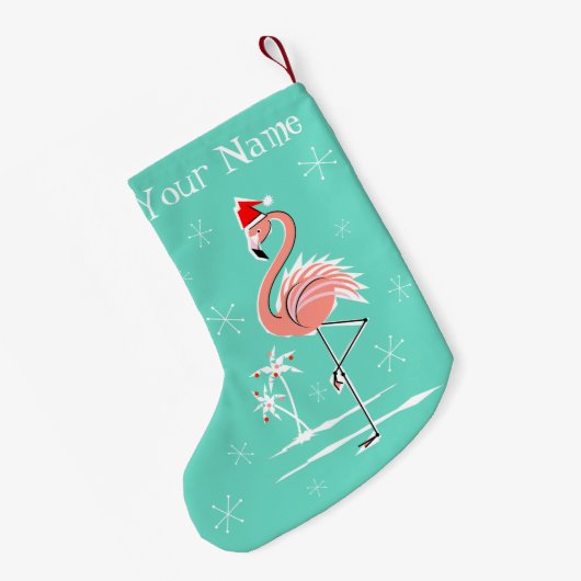Kerstmis Flamingo Naam met twee zijden Kleine Kerstsok (Achterkant (Hangend))