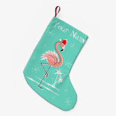 Kerstmis Flamingo Naam met twee zijden Kleine Kerstsok (Voorkant (Hangend))