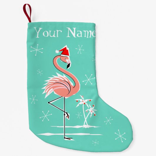 Kerstmis Flamingo Naam met twee zijden Kleine Kerstsok (Voorkant)