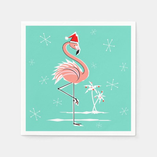 Kerstmis Flamingo papieren servet (Voorkant)