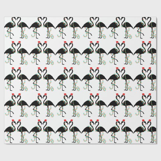 kerstmis flamingo santa cadeaupapier (Vlak)