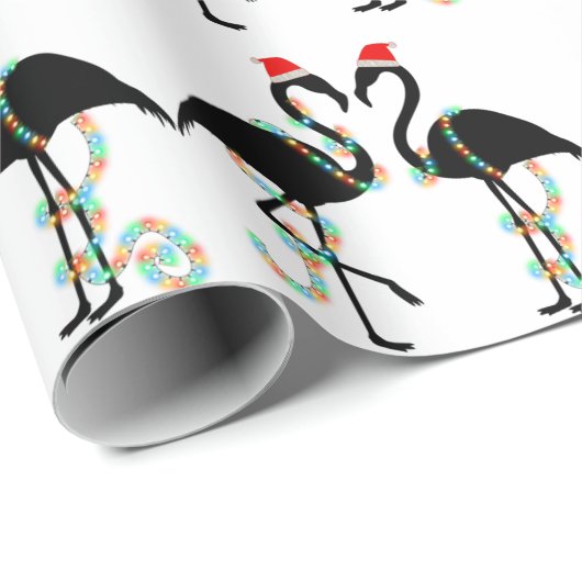 kerstmis flamingo santa cadeaupapier (Rol Hoek)