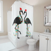kerstmis flamingo santa douchegordijn (In situ)