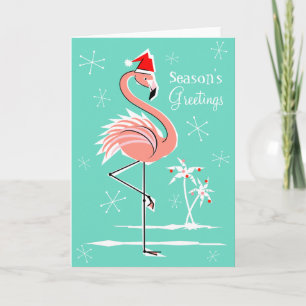 Kerstmis Flamingo Season's Greetings front Feestdagen Kaart