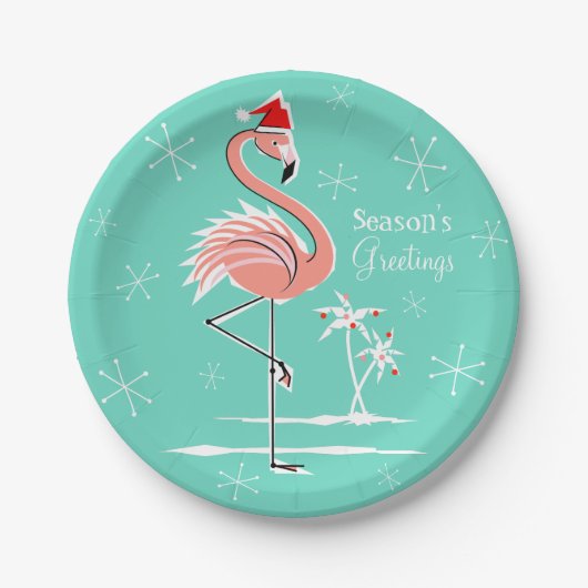 Kerstmis Flamingo Season's Greetings paper bord (Voorkant)