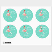 Kerstmis Flamingo Season's Greetings round Ronde Sticker (Vel)