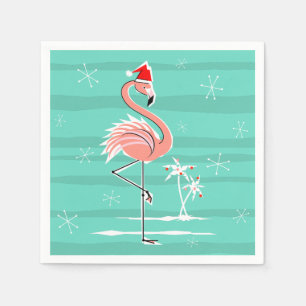 Kerstmis Flamingo Stripe papieren servet