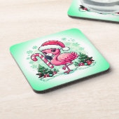 Kerstmis Flamingo Sublimatie Clipart-10424 Bier Onderzetter (Linkerzijde)