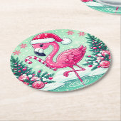 Kerstmis Flamingo Sublimatie Clipart-10424 Ronde Kartonnen Onderzetter (Gebogen)