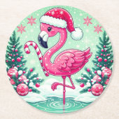 Kerstmis Flamingo Sublimatie Clipart-10424 Ronde Kartonnen Onderzetter (Voorkant)