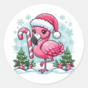 Kerstmis Flamingo Sublimatie Clipart-10424 Ronde Sticker