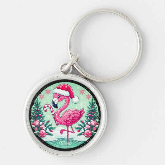 Kerstmis Flamingo Sublimatie Clipart-10424 Sleutelhanger (Voorkant)