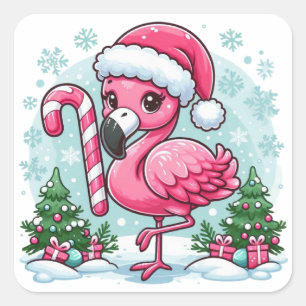 Kerstmis Flamingo Sublimatie Clipart-10424 Vierkante Sticker