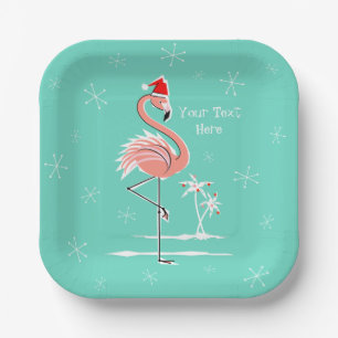 Kerstmis Flamingo Tekstvierkant Papieren Bordje