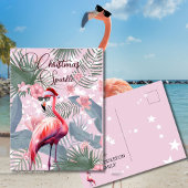 Kerstmis Flamingo Tropische Lichten Groet Briefkaart