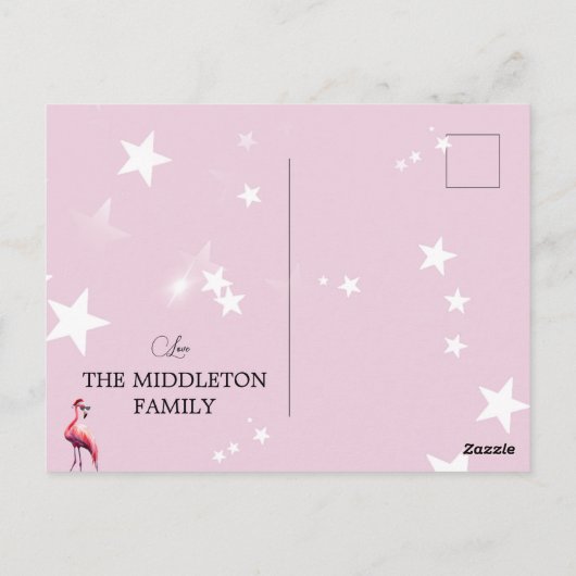 Kerstmis Flamingo Tropische Lichten Groet Briefkaart (Achterkant)