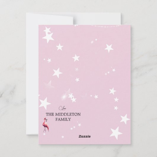 Kerstmis Flamingo Tropische Lichten Groet Feestdagenkaart (Achterkant)