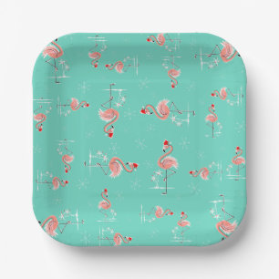 Kerstmis Flamingo Twist vierkant Papieren Bordje