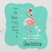 Kerstmis Flamingo 'uitnodiging' beugel verticaal Kaart (Voorkant / Achterkant)