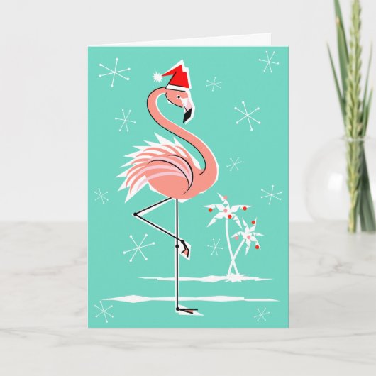 Kerstmis Flamingo Vrolijke Kerstmis wenskaart Feestdagen Kaart (Voorkant)
