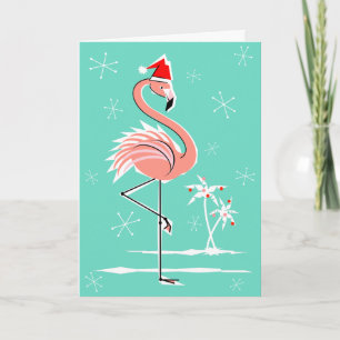 Kerstmis Flamingo Vrolijke Kerstmis wenskaart Feestdagen Kaart