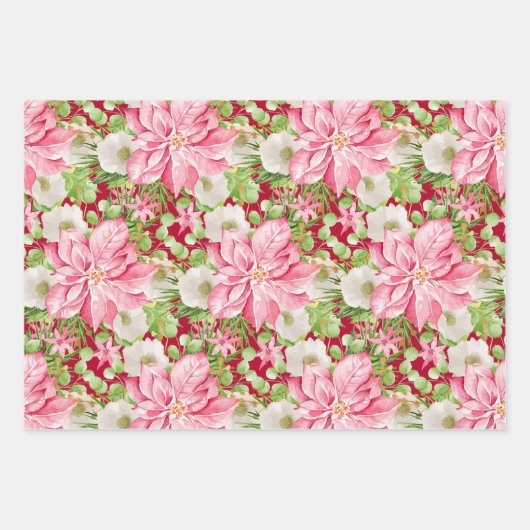 Kerstmis: Floral Holiday Inpakpapier Vel (Voorkant 2)