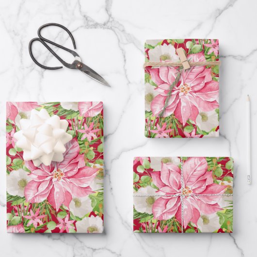 Kerstmis: Floral Holiday Inpakpapier Vel (Voorkant)