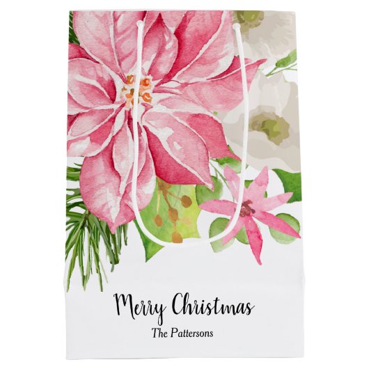 Kerstmis: Floral Holiday Medium Cadeauzakje (Achterkant)