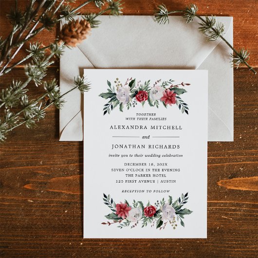 Kerstmis | Floral Holiday Weddenschap Kaart