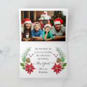 Kerstmis, Floral Holly Pine Cone Family Feestdagen Kaart (Binnen)